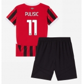 AC Milan Christian Pulisic #11 Hjemmebanetrøje Børn 2024-25 Kortærmet (+ Korte bukser)