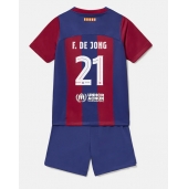 Barcelona Frenkie de Jong #21 Hjemmebanetrøje Børn 2023-24 Kortærmet (+ Korte bukser)