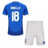 Italien Nicolo Barella #18 Hjemmebanetrøje Børn EM 2024 Kortærmet (+ Korte bukser)