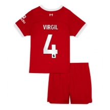 Liverpool Virgil van Dijk #4 Hjemmebanetrøje Børn 2023-24 Kortærmet (+ Korte bukser)