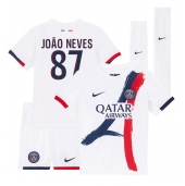 Paris Saint-Germain Joao Neves #87 Udebanetrøje Børn 2024-25 Kortærmet (+ Korte bukser)