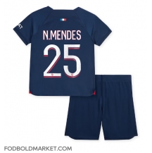 Paris Saint-Germain Nuno Mendes #25 Hjemmebanetrøje Børn 2023-24 Kortærmet (+ Korte bukser)