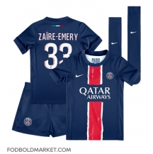 Paris Saint-Germain Warren Zaire-Emery #33 Hjemmebanetrøje Børn 2024-25 Kortærmet (+ Korte bukser)