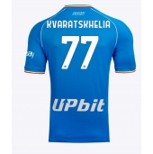 SSC Napoli Khvicha Kvaratskhelia #77 Hjemmebanetrøje 2023-24 Kortærmet