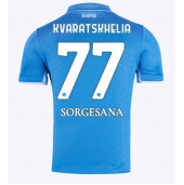 SSC Napoli Khvicha Kvaratskhelia #77 Hjemmebanetrøje 2024-25 Kortærmet